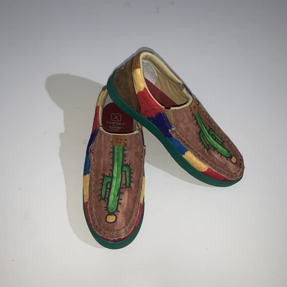 Twisted X Shoes Kids Size 4 Multicolor Serape Cactus Moccasin Slip On Casual